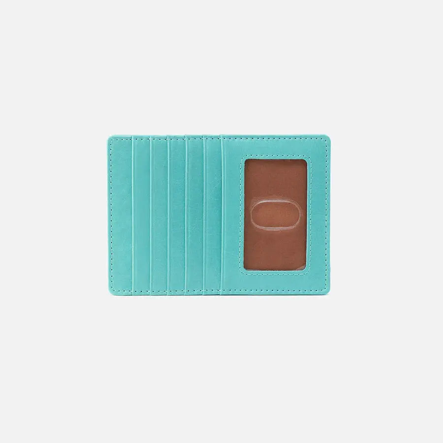 Euro Slide Card Case - Light Aqua Leather Hobo