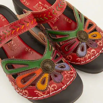 L'Artiste Copa Clogs - Red Multi Leather Spring Step