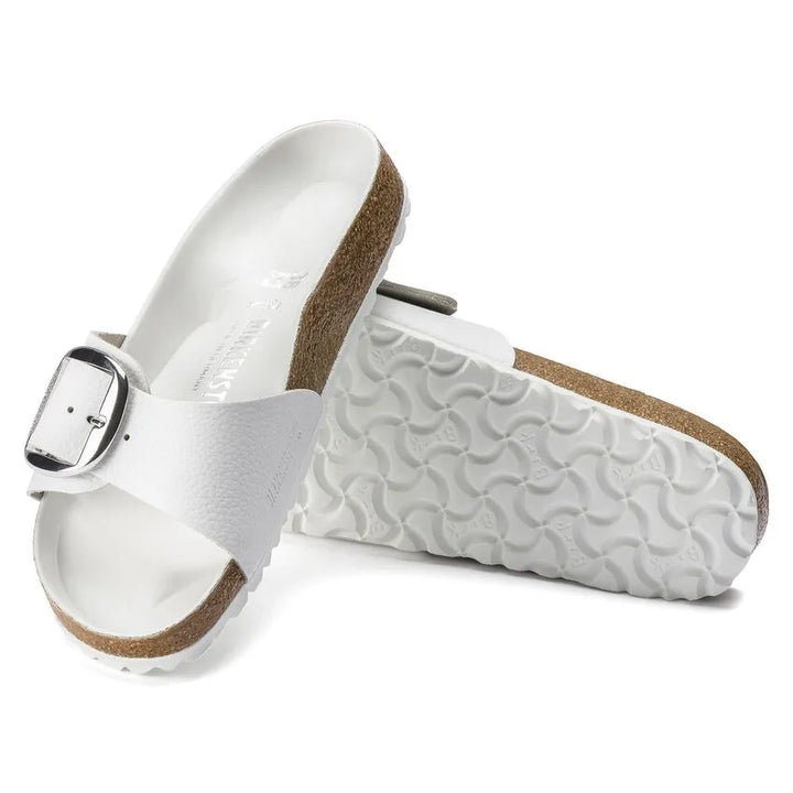 Madrid Big Buckle - White Leather - Becker's Best Shoes