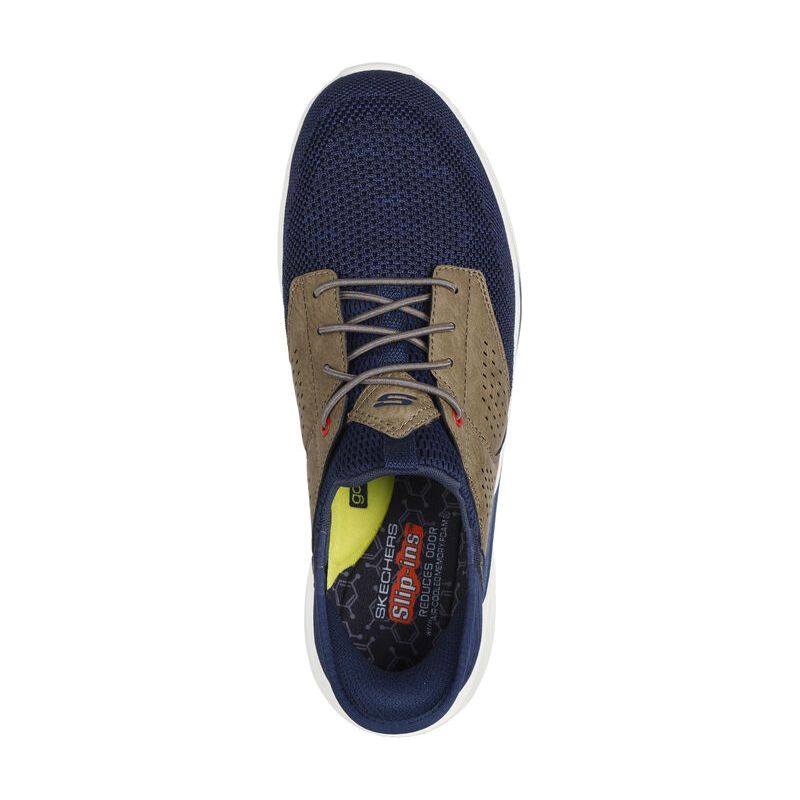 Slade-Caster - Navy/Tan - Becker's Best Shoes- Skechers