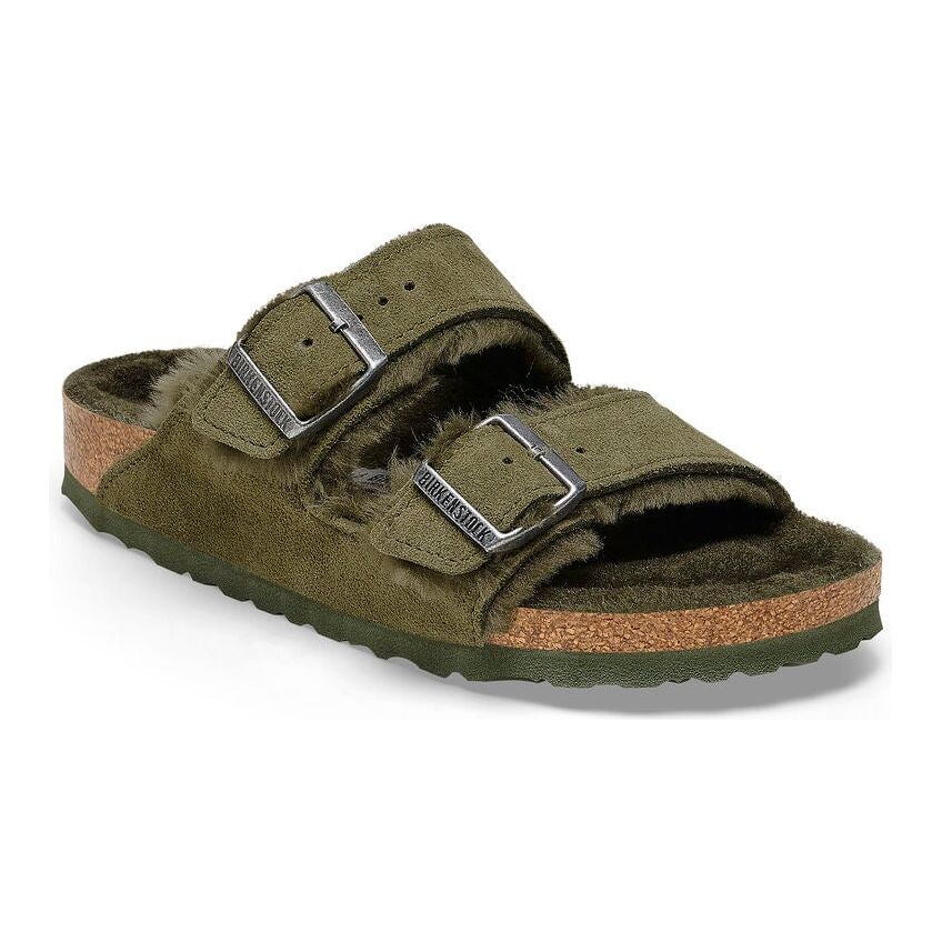 Arizona Shearling Suede Leather - Thyme Birkenstock