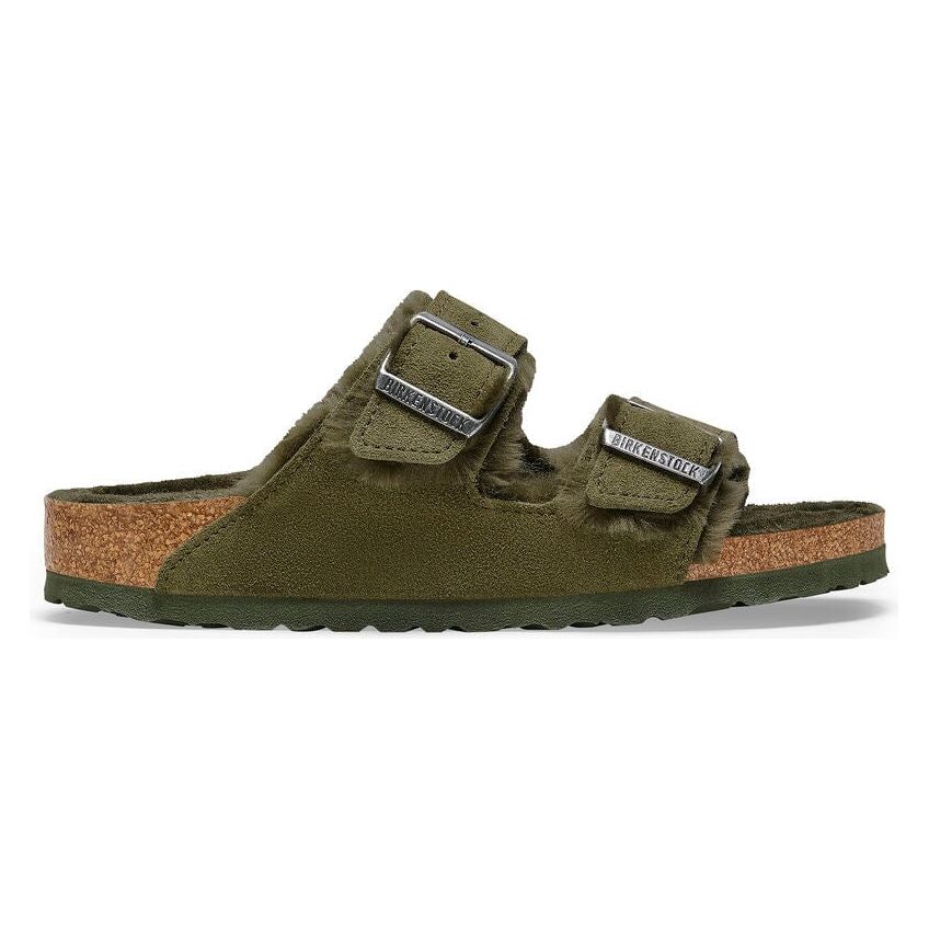 Arizona Shearling Suede Leather - Thyme Birkenstock