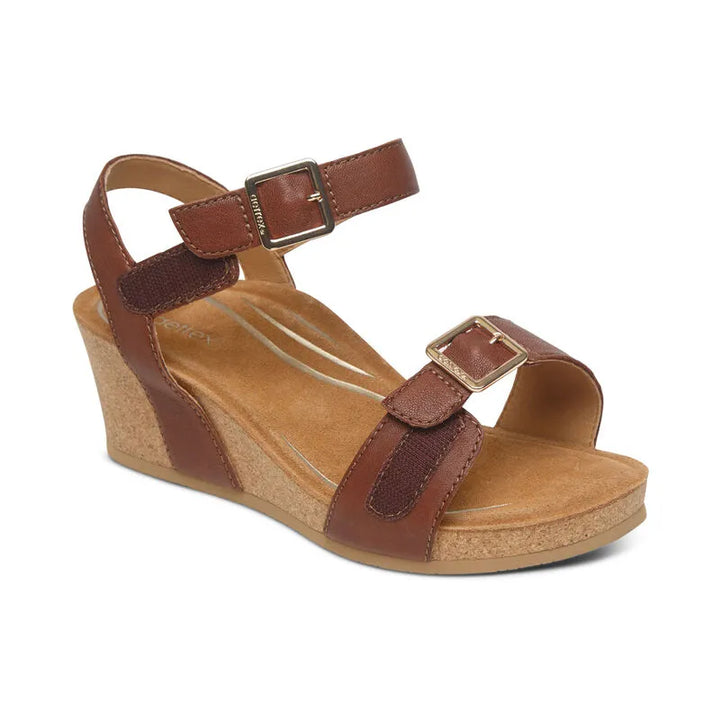 Lexa Quarter Strap Wedge - Walnut - Becker's Best Shoes