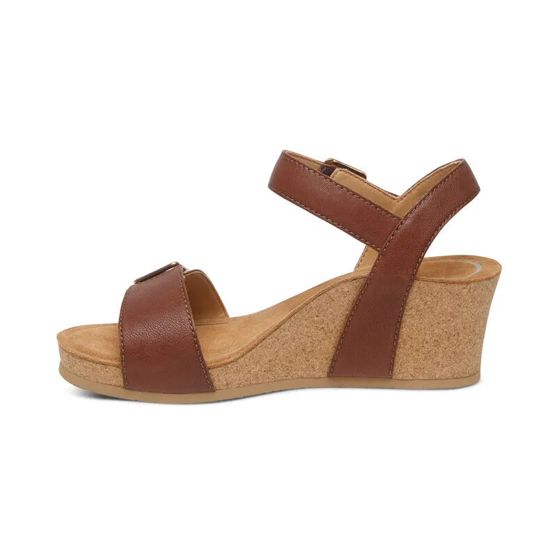 Lexa Quarter Strap Wedge - Walnut - Becker's Best Shoes