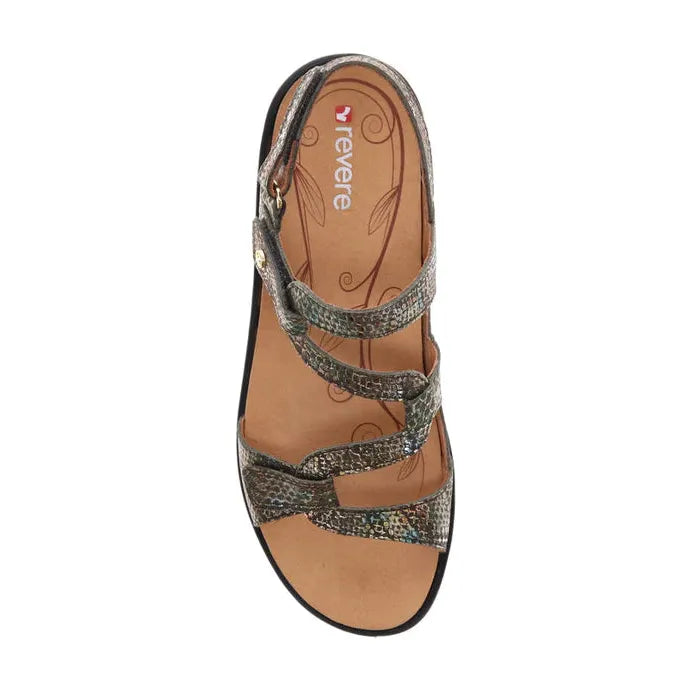 Emerald 3 Strap Sandal - Peacock Python Revere Comfort Shoes