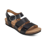 Lilly Adjustable Quarter Strap Sandal - Black - Becker's Best Shoes