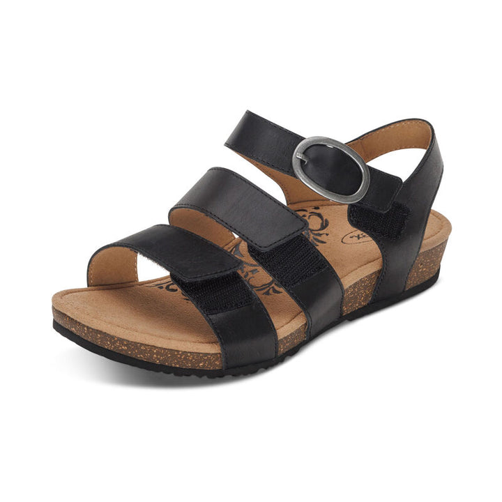 Lilly Adjustable Quarter Strap Sandal - Black - Becker's Best Shoes