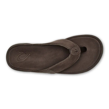 Tuahine Men's Leather Beach Sandals - Dark Wood OluKai