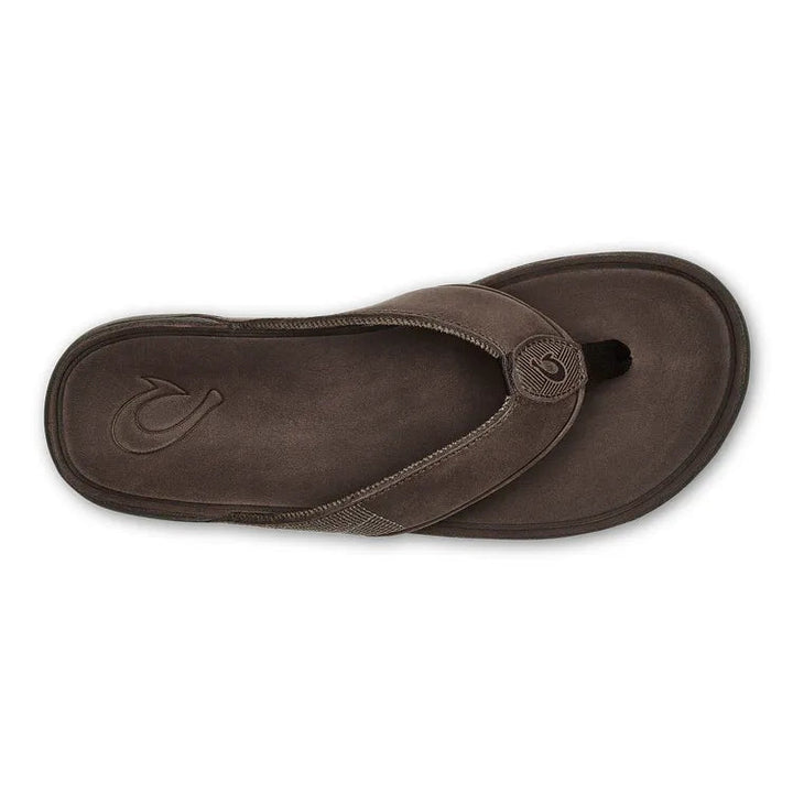 Tuahine Men's Leather Beach Sandals - Dark Wood OluKai