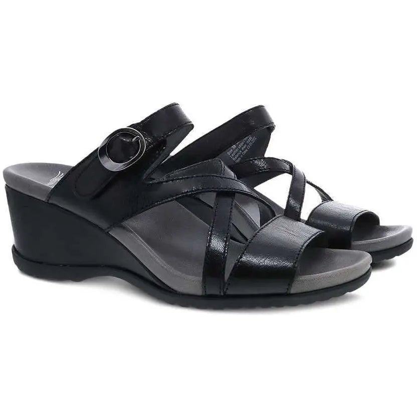 Mena Black Sandal - Alegria Shoes