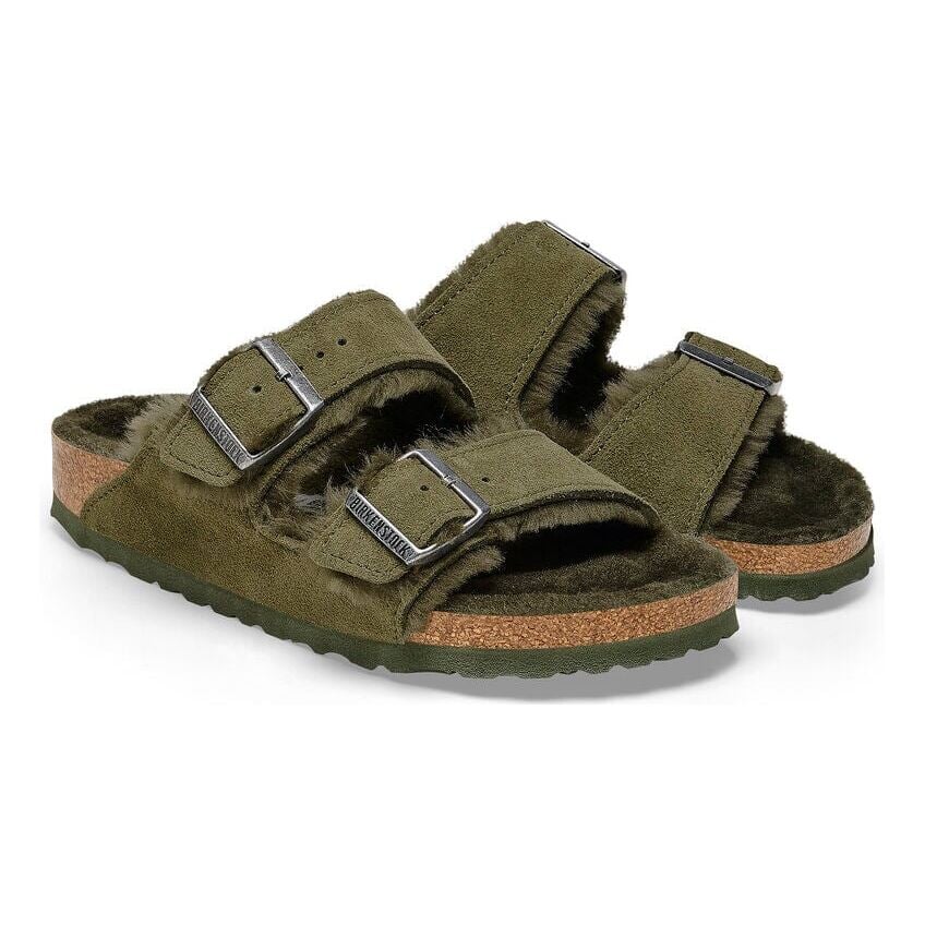 Arizona Shearling Suede Leather - Thyme Birkenstock