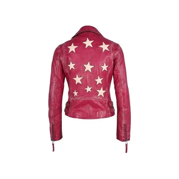 Christy Star Detail Leather Jacket - ORCHID FLOWER Mauritius