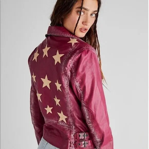 Christy Star Detail Leather Jacket - ORCHID FLOWER Mauritius