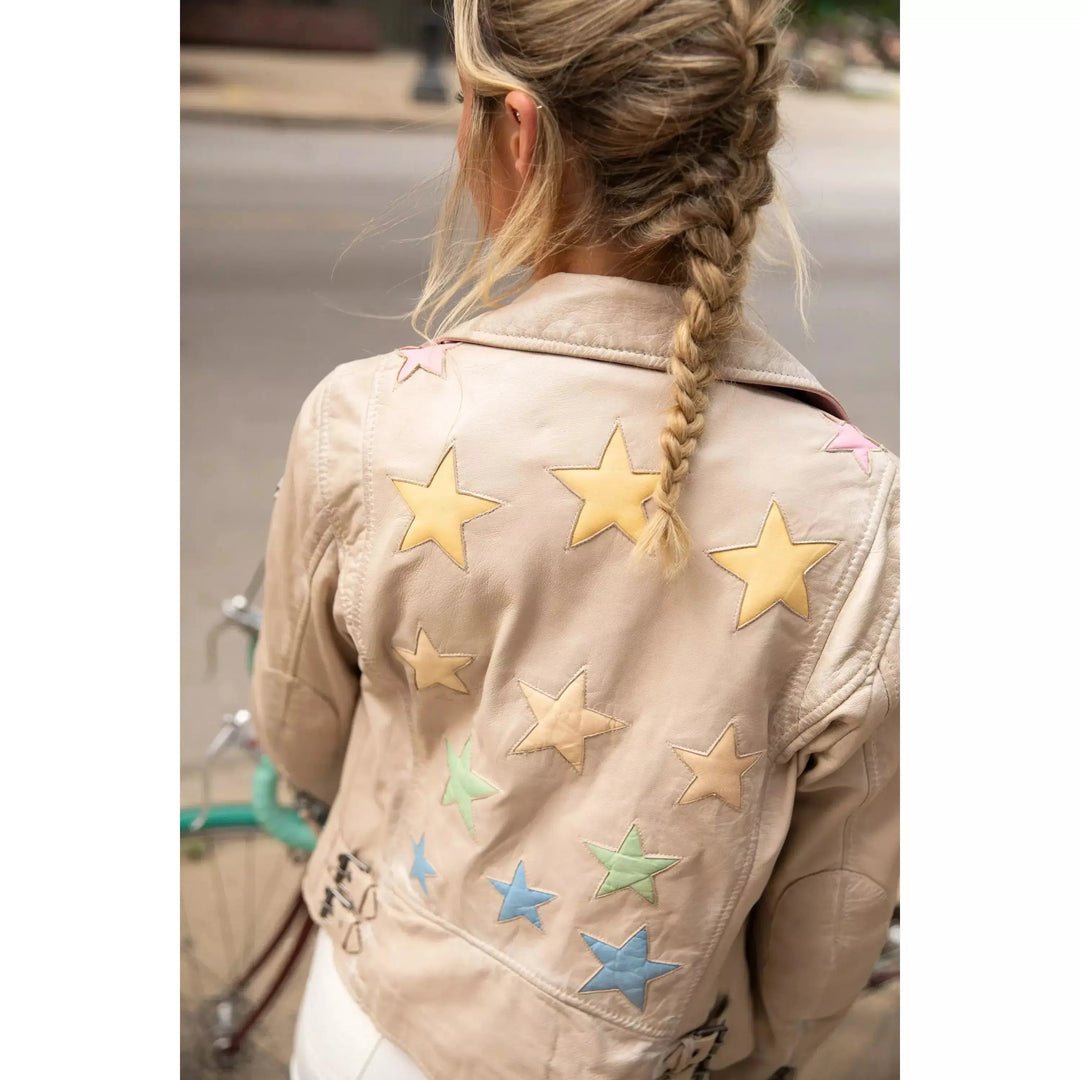 Christy Star Detail Leather Jacket - Rainbow Mauritius