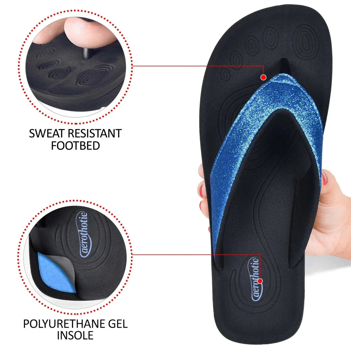 Crystal Mist Women's Orthotic Flip Flop - Blue Aerothotic