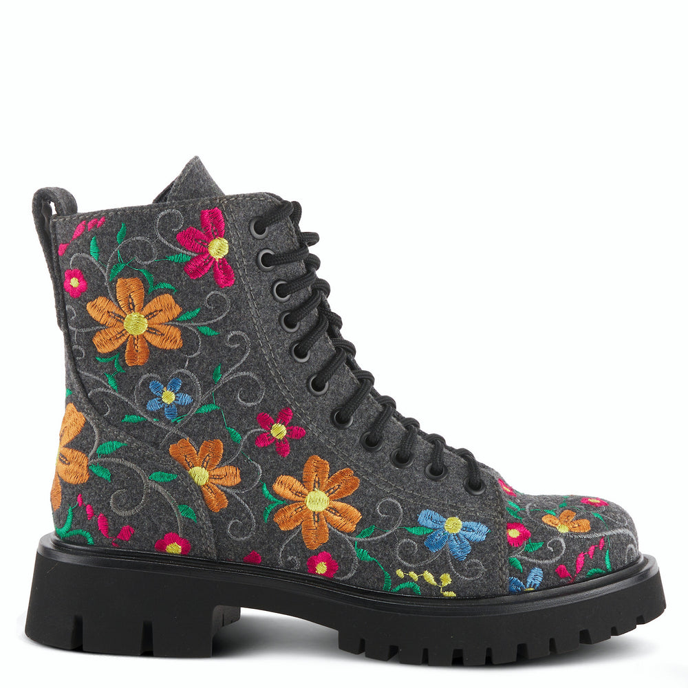 Words of Love Charm Boot - Charcoal Multi - Becker's Best Shoes- Spring Step