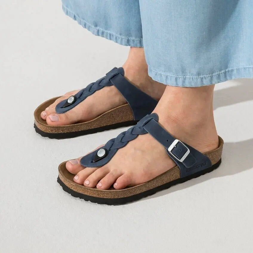 Gizeh Braided Oiled Leather - Navy Birkenstock