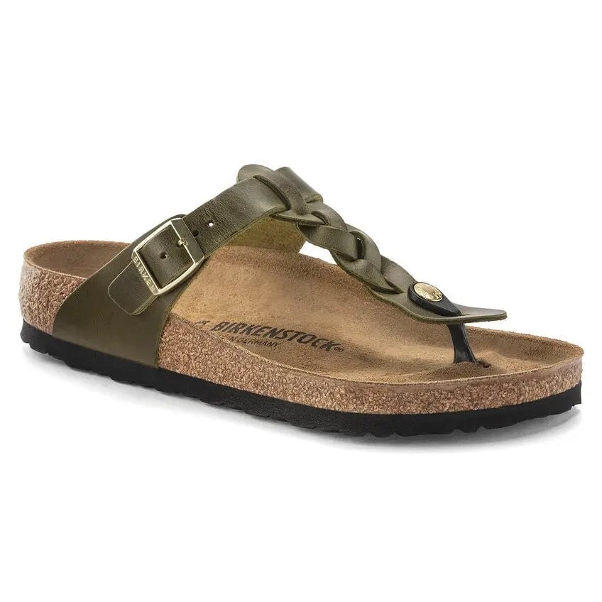 Gizeh Braided Oiled Leather - Olive Green Birkenstock