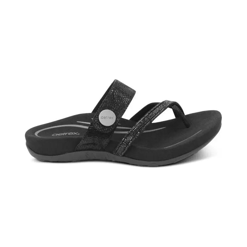 Izzy Adjustable Slide - Black Sparkle Aetrex