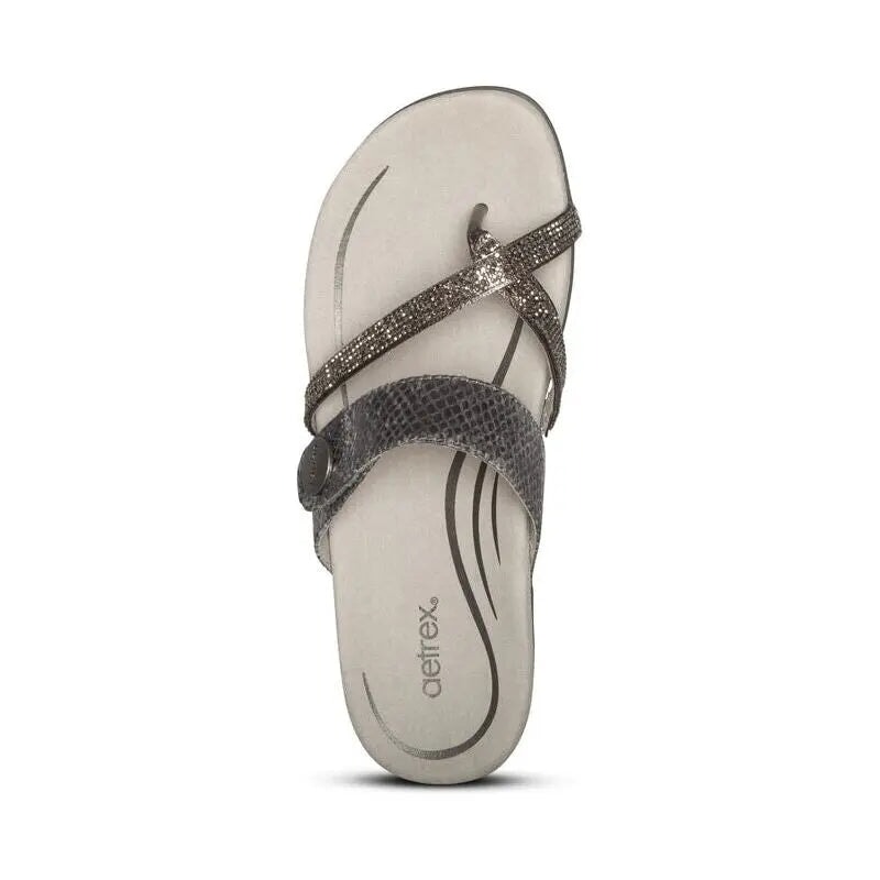 Izzy Adjustable Slide - Pewter Sparkle Aetrex