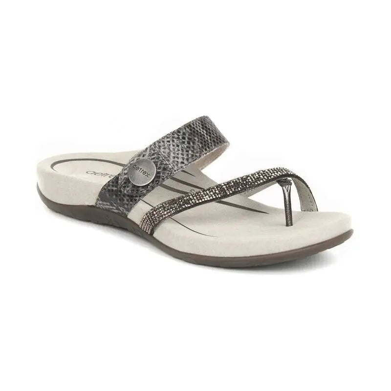 Izzy Adjustable Slide - Pewter Sparkle Aetrex