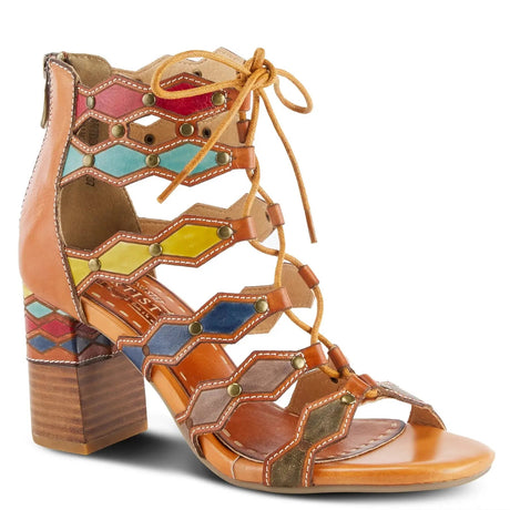 L'ARTISTE ARTDECO SANDALS - CAMEL MULTI LEATHER Spring Step