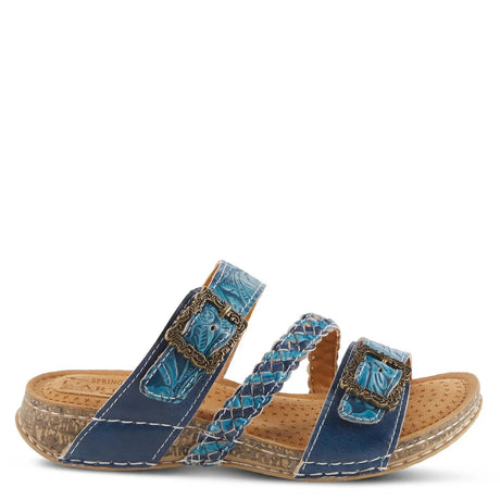 L'ARTISTE ASTRA SLIDE SANDALS - BLUE LEATHER Spring Step