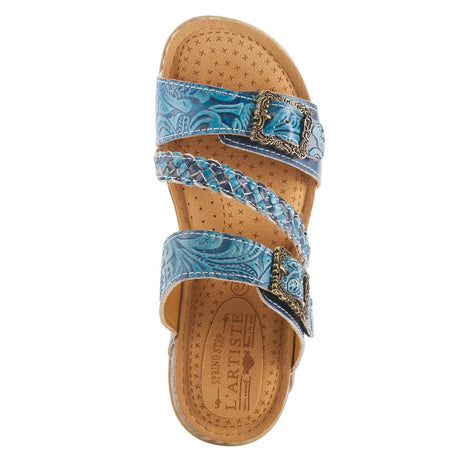 L'ARTISTE ASTRA SLIDE SANDALS - BLUE LEATHER Spring Step