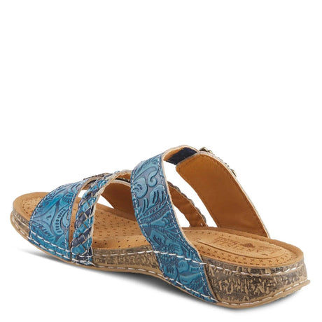 L'ARTISTE ASTRA SLIDE SANDALS - BLUE LEATHER Spring Step