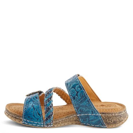 L'ARTISTE ASTRA SLIDE SANDALS - BLUE LEATHER Spring Step