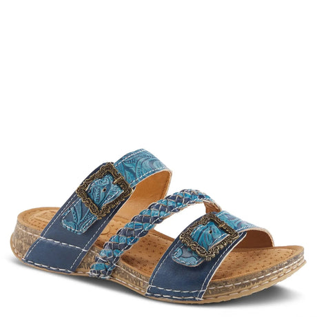 L'ARTISTE ASTRA SLIDE SANDALS - BLUE LEATHER Spring Step