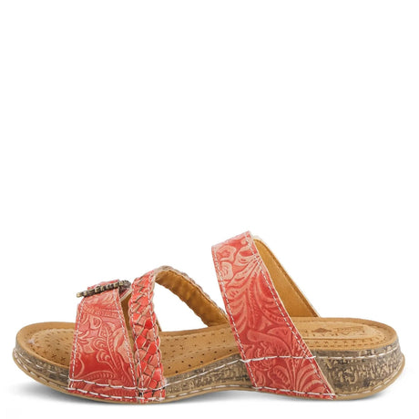 L'ARTISTE ASTRA SLIDE SANDALS - RED LEATHER Spring Step