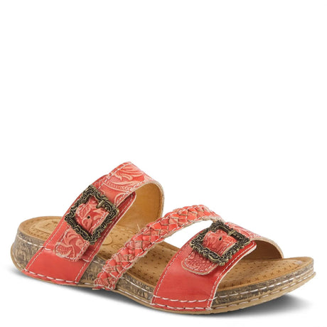 L'ARTISTE ASTRA SLIDE SANDALS - RED LEATHER Spring Step