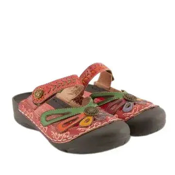 L'Artiste Copa Clogs - Red Multi Leather Spring Step