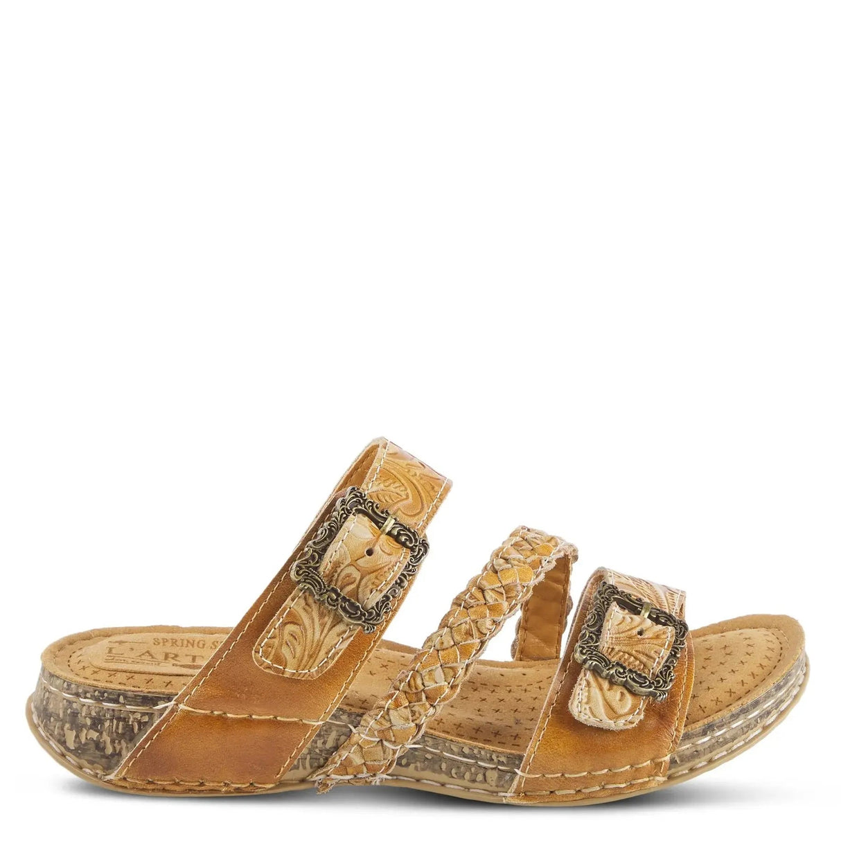 L'ARTISTS ASTRA SLIDE SANDALS - TAN LEATHER Spring Step