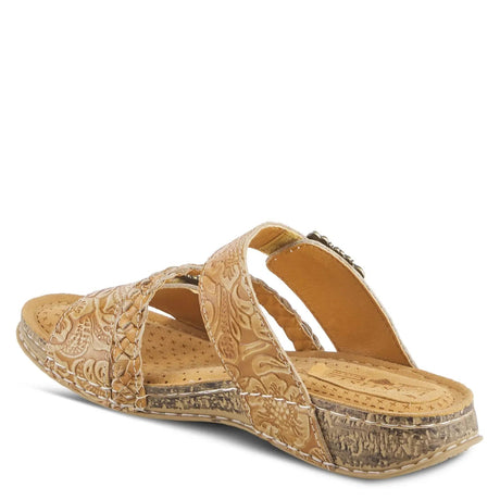 L'ARTISTS ASTRA SLIDE SANDALS - TAN LEATHER Spring Step