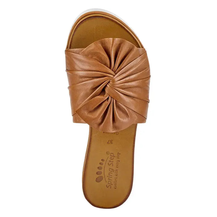 Lavona Slide Sandals - Camel Leather Spring Step