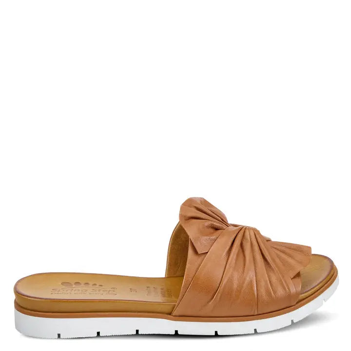 Lavona Slide Sandals - Camel Leather Spring Step