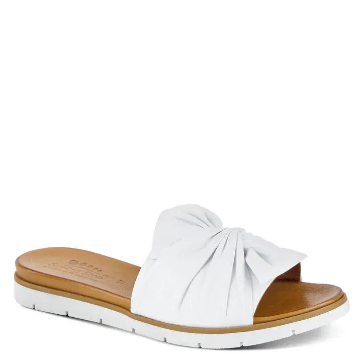 Lavona Slide Sandals - White Leather Spring Step