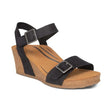 Lexa Quarter Strap Wedge - Black Aetrex