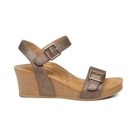 Lexa Quarter Strap Wedge - Bronze Aetrex