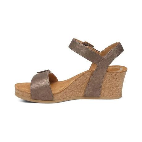 Lexa Quarter Strap Wedge - Bronze Aetrex