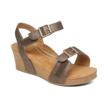 Lexa Quarter Strap Wedge - Bronze Aetrex