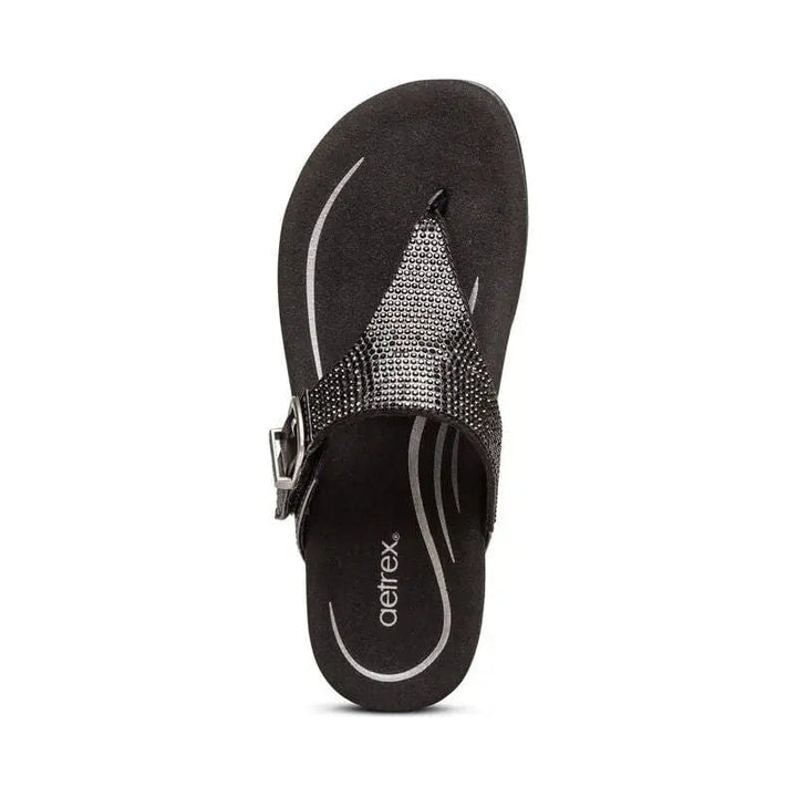 Rae Adjustable Thong Sandal - Black Aetrex