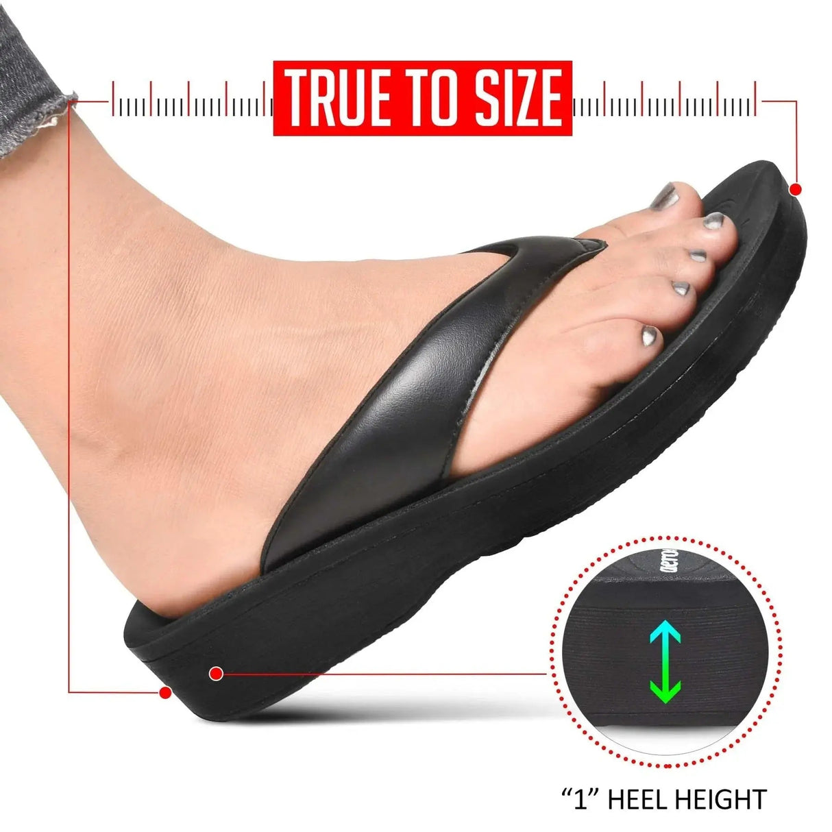 Ravine Orthotic Thong Sandal - Black Aerothotic