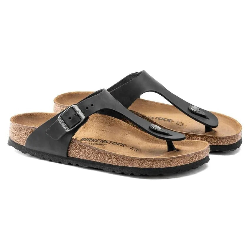 Regular Gizeh - Black Oiled Leather Birkenstock