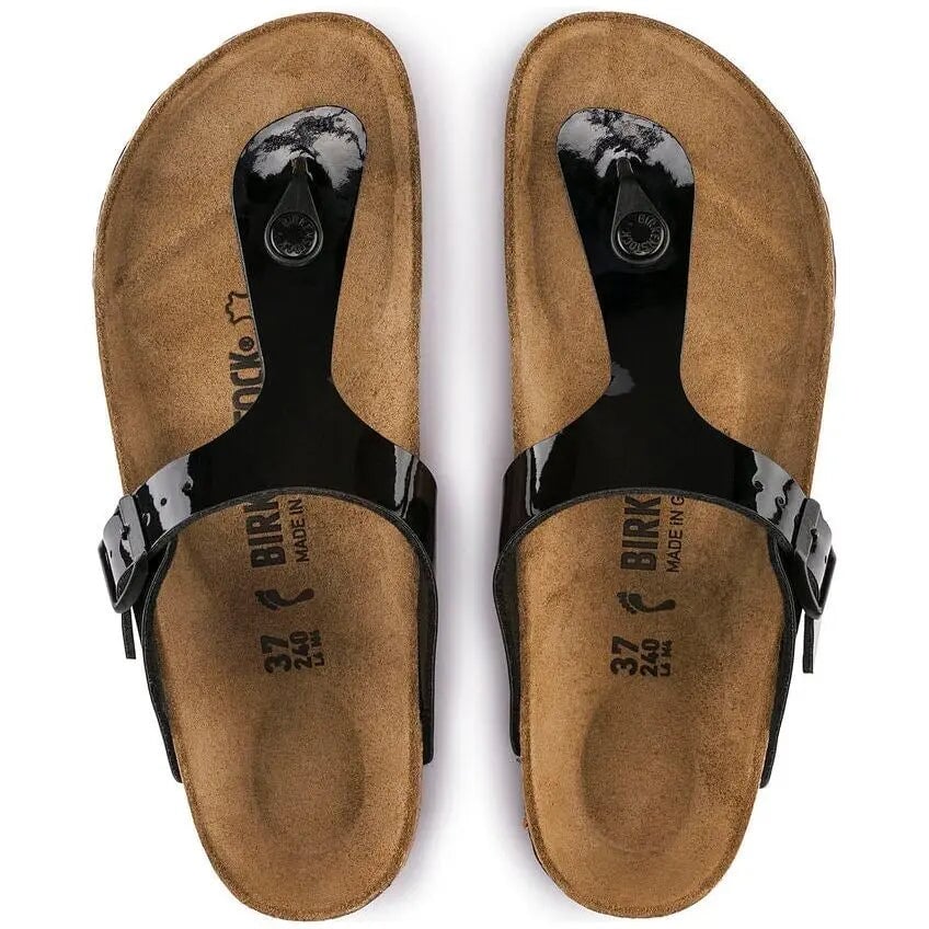 Regular Gizeh - Black Paten Birkenstock