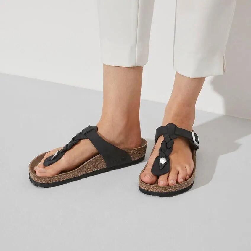 Regular Gizeh Braid Leather - Black Birkenstock