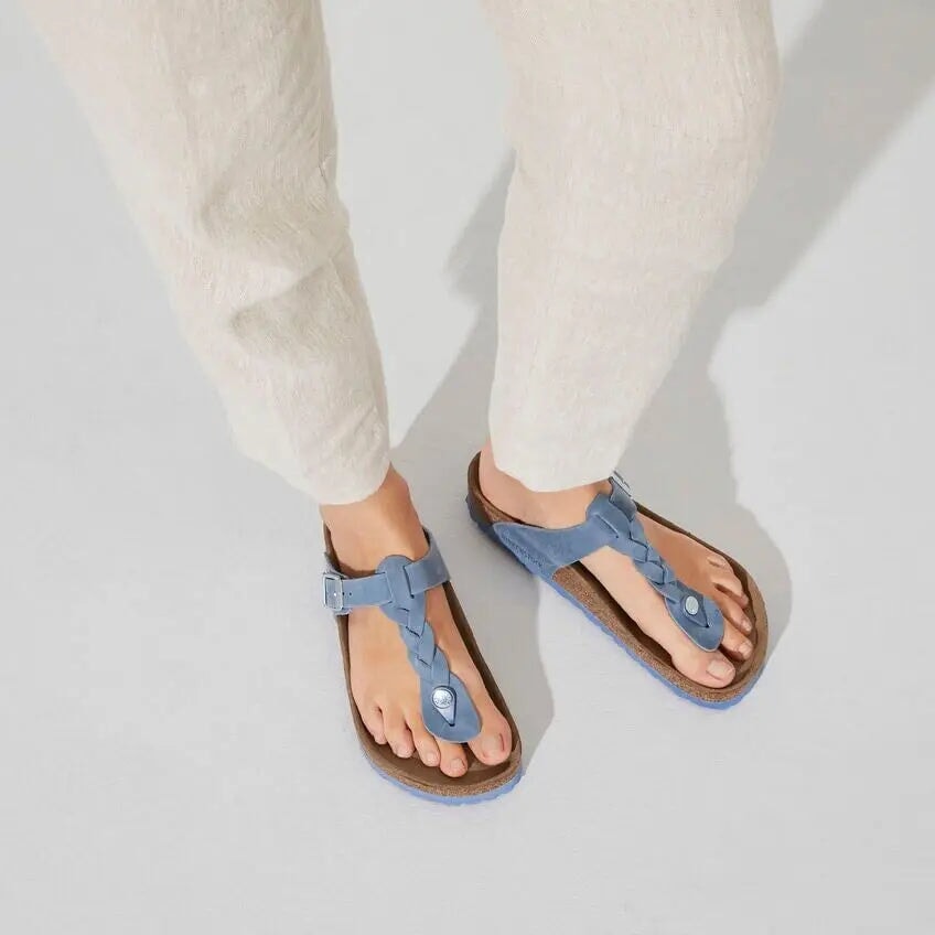 Regular Gizeh Braid Leather - Dusty Blue Birkenstock