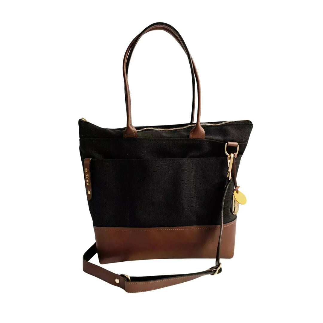 Williams Canvas/Leather Tote - Black Brown R.Riveter